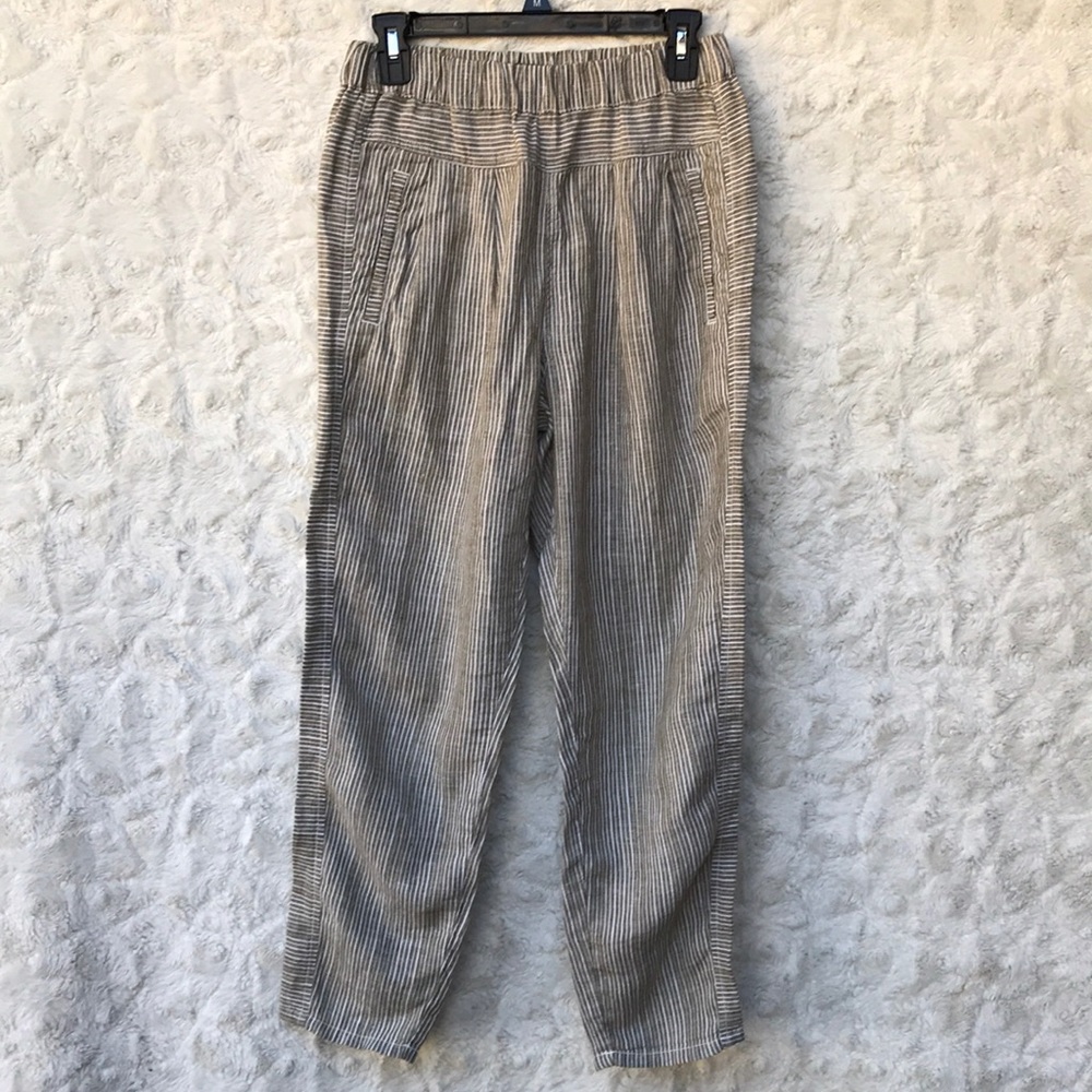 New Anthropologie Tan/White Linen Pants SzXS